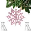 BETESSIN 24pz Fiocchi di Neve Glitter Rosa Decorativi per Albero di Natale Confetti Decorazione Natalizie Fiocco di Neve Artificiale Plastica Ciondoli Pendenti Ornamenti Appendere