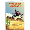 Afie Vive Saint Nicolas - Carta che si apre per la festa 6 dicembre Motocross Sport Extreme Competition Course Velocità fuoristrada Cactus Ragazzo Adolescente Amico Fidanzato - Con Busta Bianca Formato 12