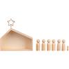 Rayher Presepe legno con figure, FSC 100%, naturale, 22x5,6x21,5cm, 9pz, box 1set, 64539505