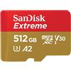 GielleService Scheda Memoria Sandisk Extreme Micro SDXC 512 GB UHS-I U3 V30 A2 Classe 10 160 MB/s + Adattatore SD