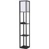 HOMCOM Lampada da terra rettangolare 2 connettori USB con 3 ripiani per conversazione bianco nero 26 x 26 x 160cm|Aosom