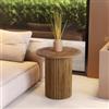 DEGHI Tavolino rotondo 50 cm con top in rattan e base in legno naturale cannettato - Khalid