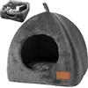 SMELEYOU Cuccia per Gatti Igloo Lettino per Gatti Semichiuso con Cuscino Lavabile Rimovibile Cuccia per Gatti Antiscivolo Tenda per Gatti Morbida E Calda per Gatti al Chiuso sotto I 5 kg