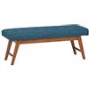 Amazon Basics Moderna panca imbottita e tappezzata, con bottoni, per camera da letto e ingresso, in legno massello, blu navy, 112 cm