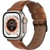 Fullmosa Cinturino per Apple Watch 49mm 45mm 44mm 42mm, Cinturino in Pelle Inossidabile Apple Watch Ultra 2/ Ultra iWatch Series 9/8/7/6/5/4/3/2/1/SE/SE2, per Donna e Uomo, Marrone+Fibbia Nera