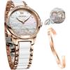 OLEVS Orologi da donna a carica automatica Orologi da donna in oro rosa con diamanti Abiti di lusso bianchi orologi da polso da donna, 6631 Bianco