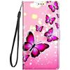 Guxira Cover Protettiva Pelle per Samsung Galaxy A13 4G, Silicone Custodia A Libro Portafoglio Flip Case con Antiurto Magnetica Slot Carte per Ragazze Donne - Farfalla Rosa