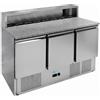 Forcold Saladette Statica a 3 Ante e Piano in Granito - Capacità N° 8 Bacinelle GN1/6