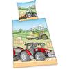 Herding Set di Biancheria da Letto Reversibile, Trattore, Federa 80 x 80 cm, Copripiumino 135 x 200 cm, Cotone Renforcé