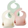 PandaEar Set di 3 Bavaglini in Silicone per Bambini e Neonati, Senza BPA, Impermeabili e Regolabili con Ampia Tasca Raccogli-Food