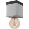 Eglo lampada da soffitto Prestwick 3, illuminazione da soffitto a luce singola, luce da soggiorno in cemento in grigio e metallo nero, lampada da camera da letto, presa E27