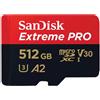 SanDisk SanDisk Extreme Pro - Scheda di memoria flash (adattatore da microSDXC a SD in dotazione) - 512 GB - A2 / Video Class V30 / UHS-I U3 / Class10 - UHS-I microSDXC SDSQXCD-512G-GN6MA