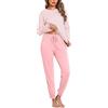 Bresdk Pigiama Donna Cotone Lungo Manica Lunga Leggeri Pigiami Due Pezzi Invernale Caldo Collo Rotondo Strisce Striped Pajamas, Strisce - Rosa, S