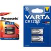 ‎Corp. Panasonic Batteria al litio Panasonic 2CR5 6V - Blister 1 & Batterie Varta Electronics CR123A Batteria al litio pacco da 2 in confezione originale da 2