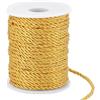 PH PandaHall 30m Corda Intrecciata 3 mm Nastro di Corda Giallo Oro A 3 strato per Artigianato Cordino Decorativo Ritorto Cordone D'onore per Casa Costumi Borsa Coulisse Matrimonio
