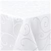 Homaxy - Tovaglia lavabile rettangolare 130x200cm in poliestere, tovaglia da tavolo in jacquard con ornamenti, antimacchia, facile da pulire, bianco
