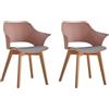 BenyLed Set di 2 Sedie da Pranzo con Bracciolo; Sedie da Cucina con Seduta in Tessuto; Design Ergonomico Dello Schienale Cavo (Rosa)