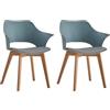 BenyLed Set di 2 Sedie da Pranzo con Bracciolo; Sedie da Cucina con Seduta in Tessuto; Design Ergonomico Dello Schienale Cavo (Azzurro)