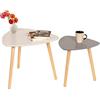 mymai Set di tavolini da caffè, Legno ingegnerizzato, Grigio, Bianco, 555545cm + 404040cm