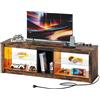 Bestier Mobile Porta TV 140 cm Mobile TV Moderno con Ripiano in Vetro Illuminato a LED RGB (140cm+Socket)