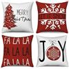 Hnmdmyi Copricuscino Natale 40x40 Set di 4, Albero di Natale Let It Snow Fa La La Joy Rosso Winter Holiday Copricuscino decorativo Lino Federa per Divano Letto Giardino Esterno Home Decor