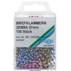 Wedo 901245299 - Graffette zebrate in metallo con rivestimento in plastica, 27 mm, 100 pezzi, colori assortiti