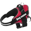 SUPER DOGGY Pettorina per cani personalizzata di piccola, grande e media taglia - Pettorina Anti Tiro per cani riflettente, sicura-Include 2 Toppe con nome-Qualità e resistente (Rosso, XL 30-45KG)