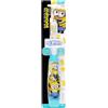 Mr White Minions - Spazzolino da denti a batteria con cappuccio di protezione, sistema di vibrazione morbido e comodo manico, per bambini dai 4 anni in su, include 1 batteria AA