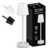 V-TAC Lampada da Tavolo senza Fili LED Dimmerabile con Comandi Touch - Lampada Bianca Wireless Uso Interno IP20 da Casa o Ristorante - Batteria 4000 mAh - Luce Bianca Calda