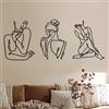 Photect 3 Decorazioni da Parete in Metallo Astratta Moderna in Metallo Arte da Parete Minimalista con Disegno Donna con Linea Singola Metallica Arte Murale Femminile Appeso (Nero, Moderno