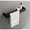 Novellini Frame PORTA SALVIETTE CON MENSOLA CONTENITORE in 3 Colori e Misure - Colore: Nero OPaco - Misura : cm 30