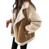 Onsoyours Cappotto in Pile Donna Invernale Caldo Giacche Cappotti di Lana Elegante Giacca con Zip Parka Cappotto Cardigan A Marrone XS