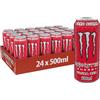 Monster Energy Ultra Red - 24 Lattine da 500 ml, Energy Drink Zero Zuccheri e Poche Calorie, Bevanda Energetica dal Gusto Leggero e Rinfrescante di Frutti Rossi