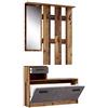 Forte Foxi Guardaroba Compatto con Specchio Incluso, in Legno, Decorazione Old Wood Vintage, 97,5 x 25 x 180 cm