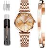 OLEVS Dam Klockor Japansk Quartz Rose Gold Crystal Rostfritt stål Mode Dam Armbandsur Vattentät Lyx,Elegant Kalender Simulerad Quartz Klocka
