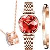 OLEVS Orologi Set Regali per le Donne, Orologio Collana Braccialetto Set 3 Pezzi per Mamma Moglie Fidanzata Anniversario Compleanno Natale San Valentino Regali, 3ATM impermeabile, Matrimonio Romantico