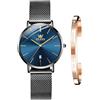 OLEVS Orologio Donna Lusso Oro Rosa Donna Slim Thin Leggero Orologio In Acciaio Inox Mesh Orologi Moda Impermeabile Orologio da Polso Donna,Bracciale Regolabile