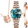 OLEVS Orologi Set Regali per le Donne, Orologio Collana Braccialetto Set 3 Pezzi per Mamma Moglie Fidanzata Anniversario Compleanno Natale San Valentino Regali, 3ATM impermeabile, Matrimonio Romantico