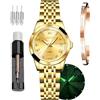 OLEVS Orologio Donna Moda Diamante Numeri Romani Donne Quarzo Analogico Acciaio Inossidabile Impermeabile Data Luminosa Orologio Donna Regalo