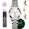 OLEVS Orologio Donna Moda Diamante Numeri Romani Donne Quarzo Analogico Acciaio Inossidabile Impermeabile Data Luminosa Orologio Donna Regalo