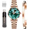 OLEVS Orologi Donna Quarzo Giapponese Oro Rosa Cristallo In Acciaio Inox Moda Donna Orologio da Polso Impermeabile Di Lusso,Elegante Calendario Simulato Orologio Al Quarzo