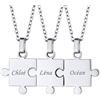 Custom4U Collana Puzzle Jigsaw 2/3/4/5/6/7/8 Pezzi Ciondolo Abbinato Set con Pietra Portafortuna Birthstone Personalizzato Famiglia/Amicizia/BFF/Coppia Gioielli Regalo per Donne Ragazze Mamma