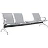 FBasic Panca 4 posti acciaio 240x71x78H argento per sala d'attesa | a disposizione da montare: 4 sedute + Tavolino | Panchina con braccioli