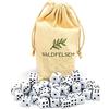 Waldfelsen Dadi da bosco 6, 12, 20, 30 o 50 dadi di alta qualità, dimensioni standard 16 mm, dadi acrilici, dadi da gioco, 6 lati, set di accessori da gioco con sacchetto di stoffa (bianco, 50 pezzi)