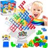 Vibbang 64Pezzi Tetra Tower, Gioco Della Torre di Stack Attack, Blocchi Costruzioni Puzzle Impilabile, Giocattolo Educativo Montessori, Giochi da Tavolo Regali Adulti e Bambini