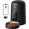 PETLIBRO 2.4G WiFi Distributore Automatico Cibo Gatti con Batteria, Distributore Automatico Cibo Cani Senza Fili in Acciaio Inox, Mangiatoia Intelligente per Gatto, APP Controllo, 1-10 Pasti, 2L,Nero