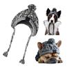 FainFun Cappello Antivento per Cani in Maglia Grigia, Copricapo Con Lunga Treccia per Animali Domestici, Berretto Invernale Lavorato (S)