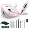 JCMASTER Fresa per Unghie, JCMASTER Professionale Manicure e Pedicure Kit con Pedale, 35000 RPM, 6 Fresa Punte, Lima Elettrica per Unghie Gel, per Studio Estetiste Casa Regali (rosa)