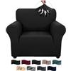 CYCMACO Copridivano 1 Posto Con Braccioli, Copridivani Elasticizzato Antiscivolo, Universale Moderno Copripoltrona Antigraffio, Sofa Cover Antimacchia, Lavabile In Lavatrice, Nero