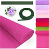 W Rxkiocs 8 Colori Carta Crespa Carta Crespa Colorata Carta Crespa Per Fiori 25 * 250cm 1 Rotolo di Nastro Floreale Verde e 20 Steli di Filo Floreale Verde per i Lavori di Carta Floreale Fai da Te